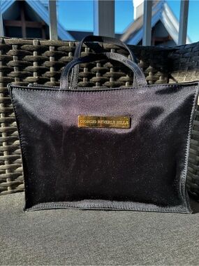 Black Satin Giorgio Beverly Hills Small Tote Bag